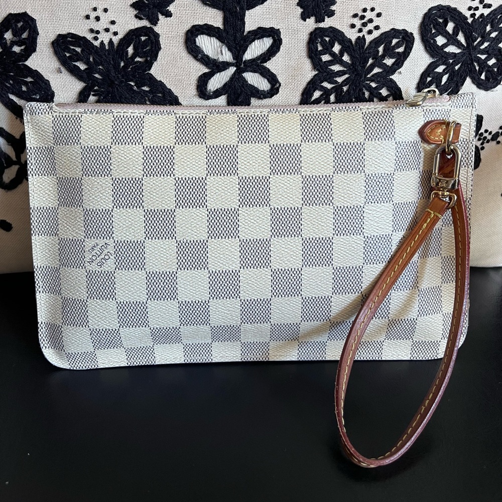 Authentic LV Wristlet Damier Azur Pink Interior